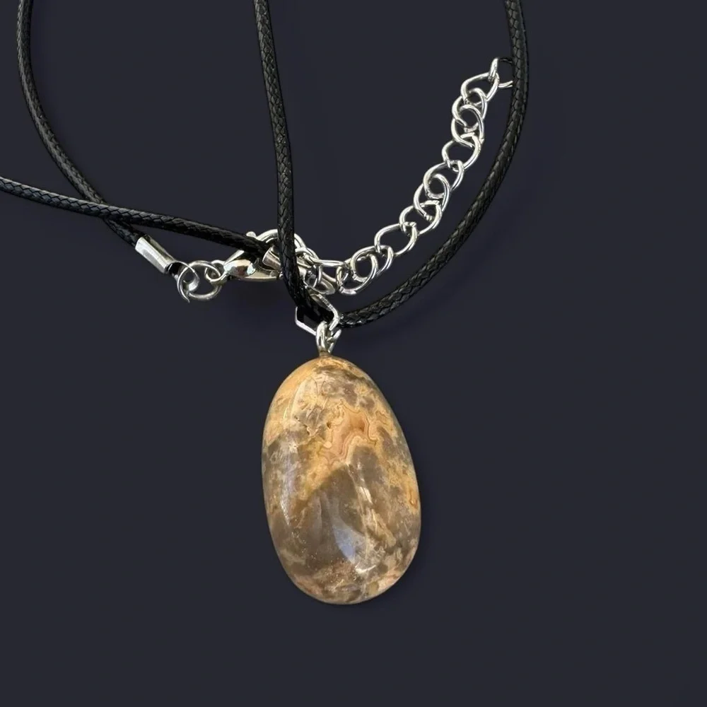 Crazy Lace Agate Stone Pendant Necklace